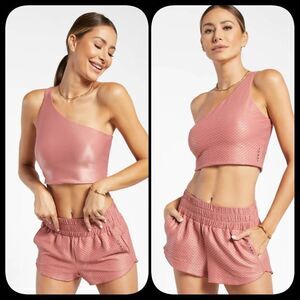 KORAL Attract Reversible Crop Top - Dusty Rose Size Small
